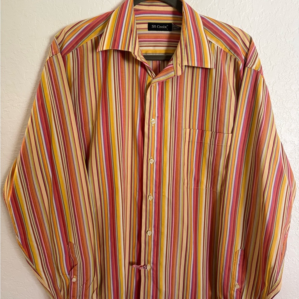 St Croix Men's Vibrant Striped Button Down Shirt